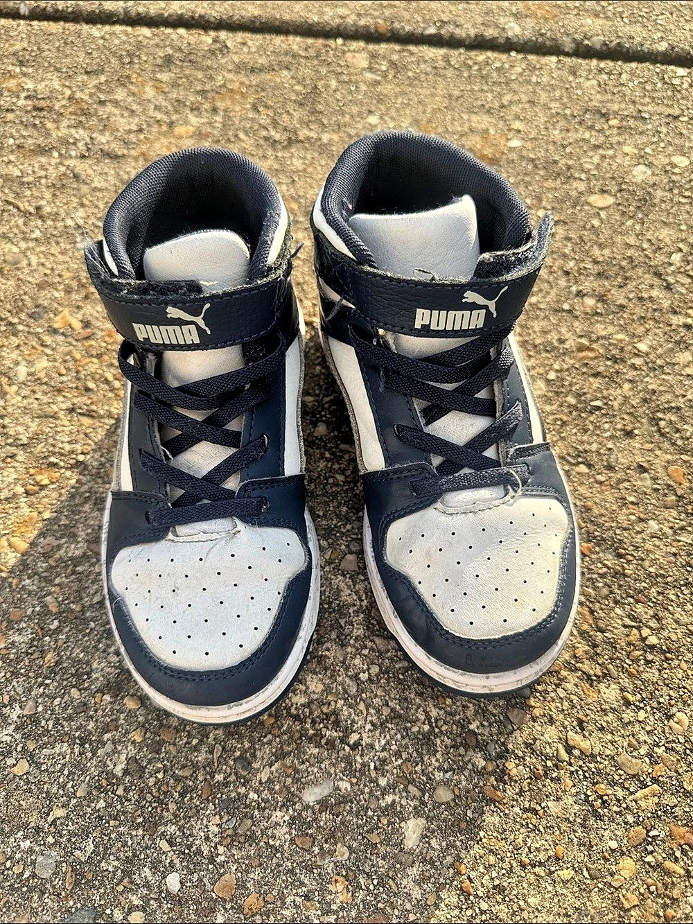 Puma Rebound Joy Kids High-Top Sneakers Black & White Boys US 13C